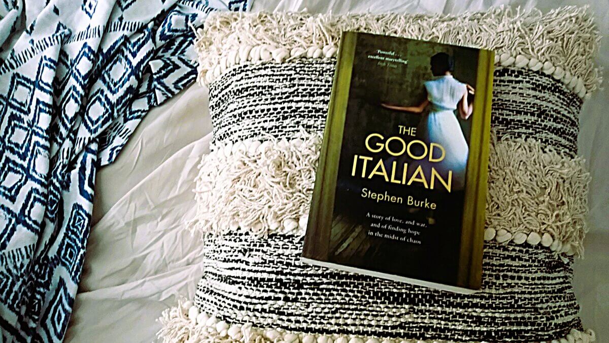 The Good Italian novel placed on a cushion